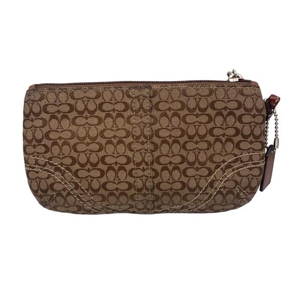 COACH Brown Signature Canvas Wristlet - Picture 3 of 8